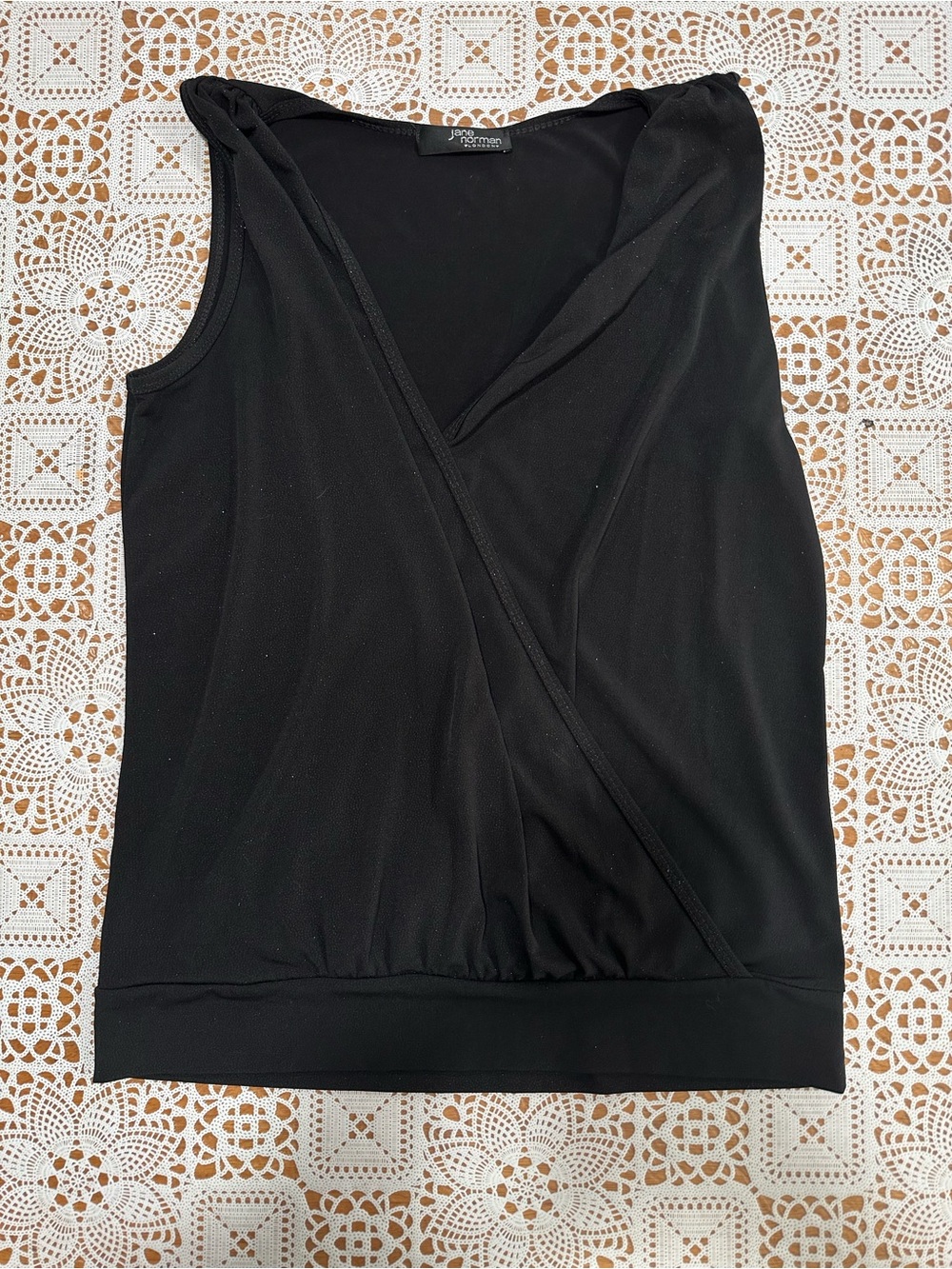 Jane Norman London Black Sleeveless Surplice Wrap Top Size 10 UK